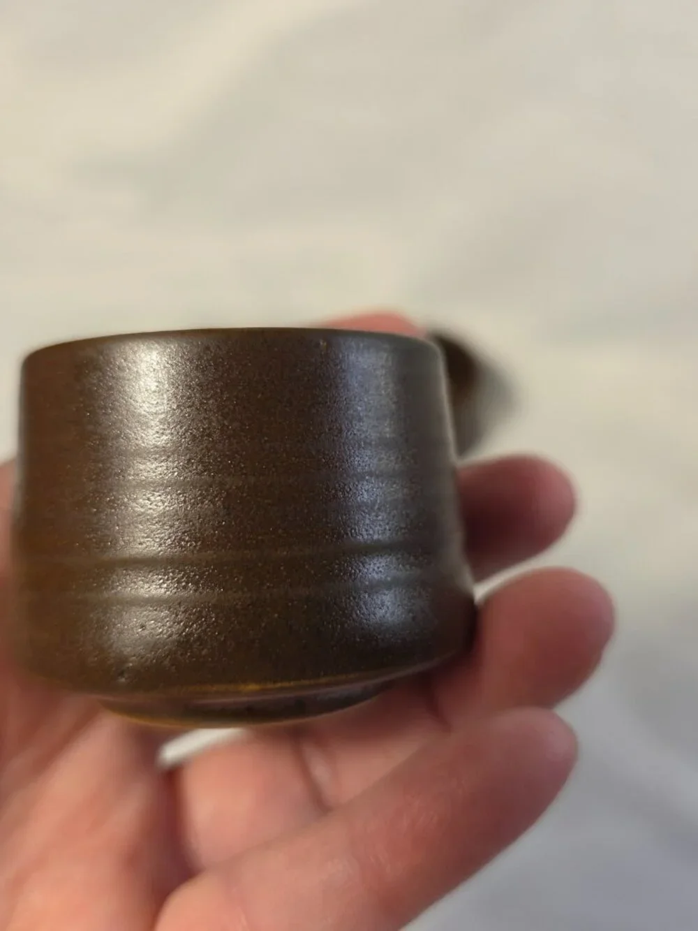 TWO Denby Langley Mayflower Egg Cups Brown 1.5 Inches Tall